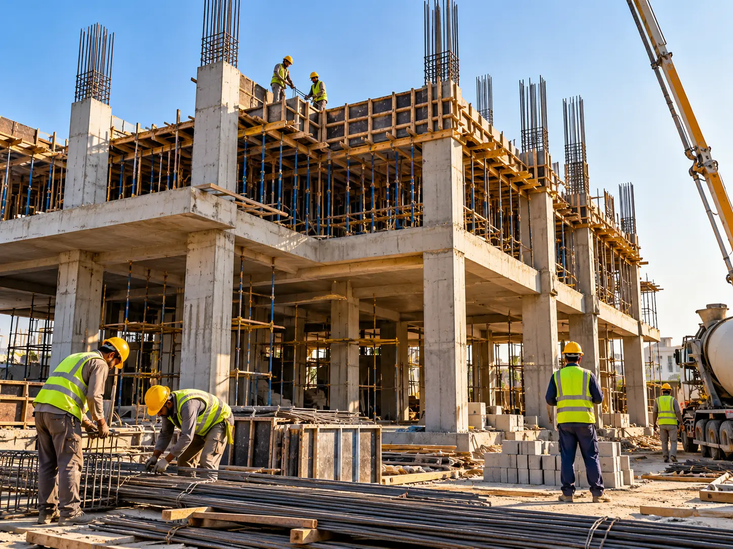 Construction site showing residential building work