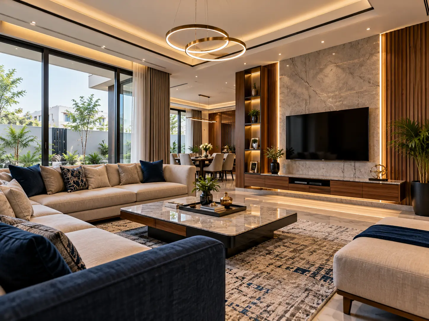 Contemporary residential interior design with a luxury living room